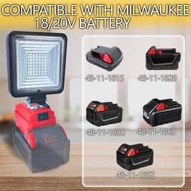 Cordless LED Work Light for Milwaukee 18v Battery, 30w 3000lumens Battery Powered Work Lights for Battery, Portable LED Light with Two USB Charging Port for Workshop, Outdoor, Emergencies