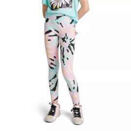 Justice Girl's S (7/8) Full Length LEGGINGS Justice Aqua Mist Spiral Dye Effect NWT