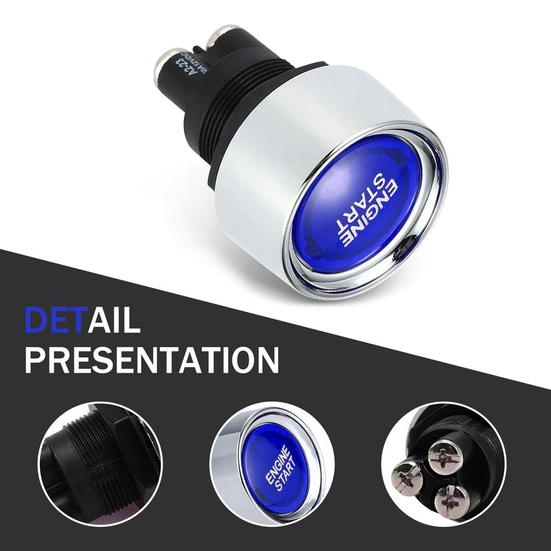 Zeathery Car Ignition Push Button Switch, 50A 12V with LED