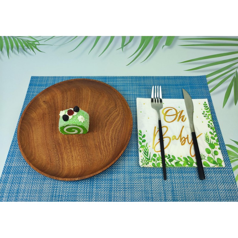 32Pcs Eucalyptus Leaf Oh Baby Napkins Sage Green 6.5in