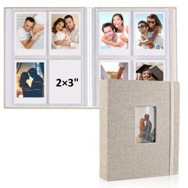 vivinin 2PCS Polaroid Photo Album, 2x3 Inch Pockets Mini Photo Album for 104 Pockets Hold 208 Pictures, Linen Hardcover Polaroid Album Book for Photos, Family Anniversaries, Baby Vacations (Beige)
