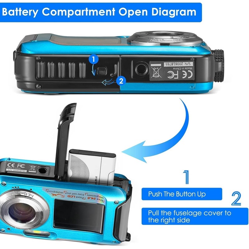 Helangel Digital Camera Waterproof Full HD 2.7K 48MP Underwater Camera