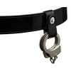 Handcuff Strap Black High Gloss Leather with Silver Snap