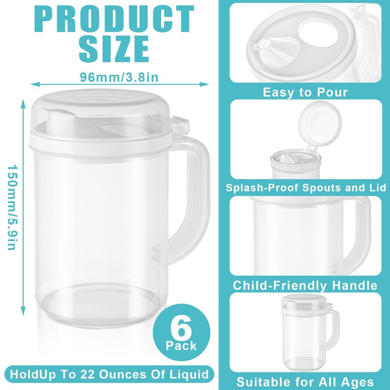Starvast 6Pcs Early Learning Kids Easy Pouring Mini Pitchers, Round