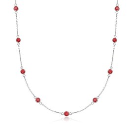 Ross-Simons 3.10 ct. t.w. Ruby Station Necklace in Sterling Silver. 16 inches