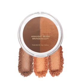 Corlo Paleta De Rubor, Iluminador Y Bronce 3 En 1, Con Contorno, Esculpido, Satinado, Suave Y Sedoso (004-Deep)