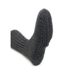 WARRIOR ALPACA SOCKS • Extra Wide • Loose Top • Terry Lined - Non Skid Alpaca Socks • Unisex • Comfort Band • Crew (X-Large, Grey)