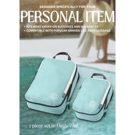 Compression Packing Cubes 2 Piece Set for Travel - Lightweight, Durable Clothes Organizer for Carry-On Luggage and Backpacks by TRIPPED Travel Gear ((Dusty Teal and White)