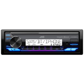 Single DIN Headunit Bluetooth Radio USB AUX AM/FM Digital Media Marine Receiver Bundle Combo with 1 Pair (QTY 2) 6.5" 2-Way 100 Watts Peak Boat Audio Speakers, Speaker Wire, Antenna, Radio Cover