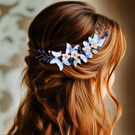 Unicra Butterfly Bridal Wedding Hair Accessories Crystal Hair Accessories Pearl Rhinestone Headband Headpiece for Women and Bridesmaid