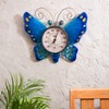 Evergreen Butterfly Outdoor Wall Thermometer, Blue