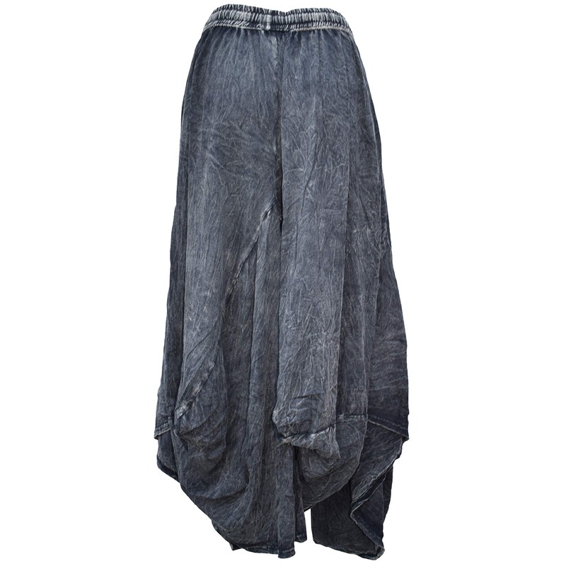 Gheri Women's Cotton Distressed Open Pocket High Low Skirt, Black