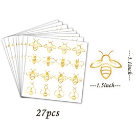 Gold Foil Bee Sticker Gold Foil Envelope Seals Labels 1.5x1.1 Inch for Water Bottles Greeting Invitations Birthday Wedding Party Gift Wrapping Supplies,432Pcs