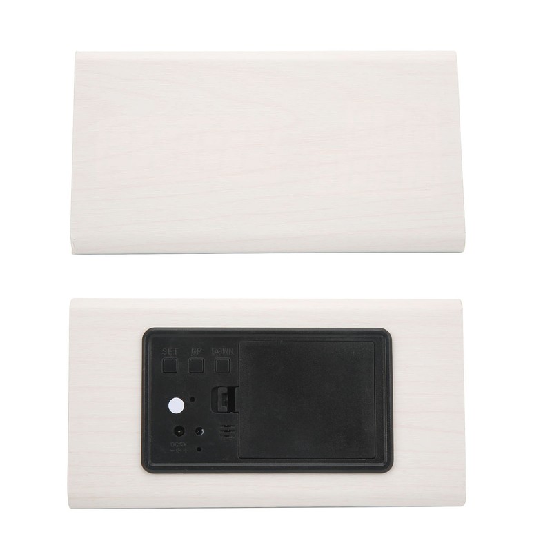 Triangular Wood Clock Adjustable Brightness Sound Control Temperature Display 12/24