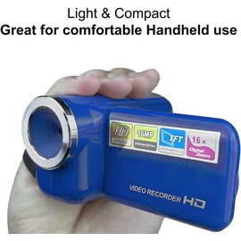 eDealz 16MP Megapixel Compact Digital Camcorder with HD Video and Photos - 16x Zoom, 2.4" Screen, 32GB Card, Memory Case, Reader and USB Cable (Blue Kit)