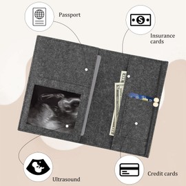 LPZMPZ Maternity Log for Felt Protective Cover with Compartments, Austrian Maternity Log Cover, German Cover, Maternity Log for Storing Ultrasound Image, Vaccination Certificate, Insurance Card (Dark