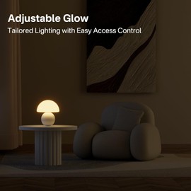 Dawnwake Mushroom Lamp Table Lamp for Bedroom,Desk Bedside Small Lamps for Living Room Night Stands,Mushroom Decor Cute Mini Modern Mid Century Lamps,Unique Aesthetic Home Living Room Decor(White)