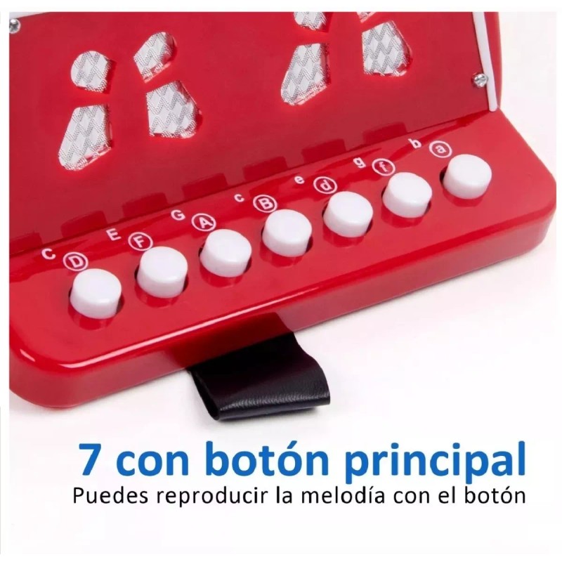 KFMX Mini Acordeon Infantil Juguete Para Niños Musica 7 Botones