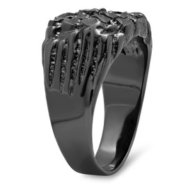 The Bling Factory Men's Black-Ion Plated Chunky Nugget Pinky Ring, Size 15