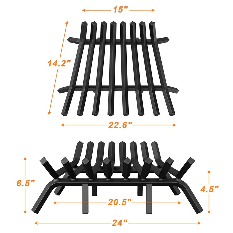 Jusgym Fireplace Grate 24 Inch with 8 Support Legs and