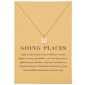 Zealmer Dainty Yellow Gold Plated Compass Direction Pendant Necklace Graduation Gift for Friends