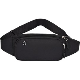 Riñonera Deportiva Impermeable, Multifuncional con Cremallera(Negro)