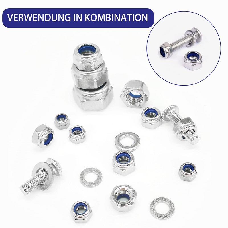 Yiezio 290 Piece Hex Nuts Washers Sets Locking Nuts Lock