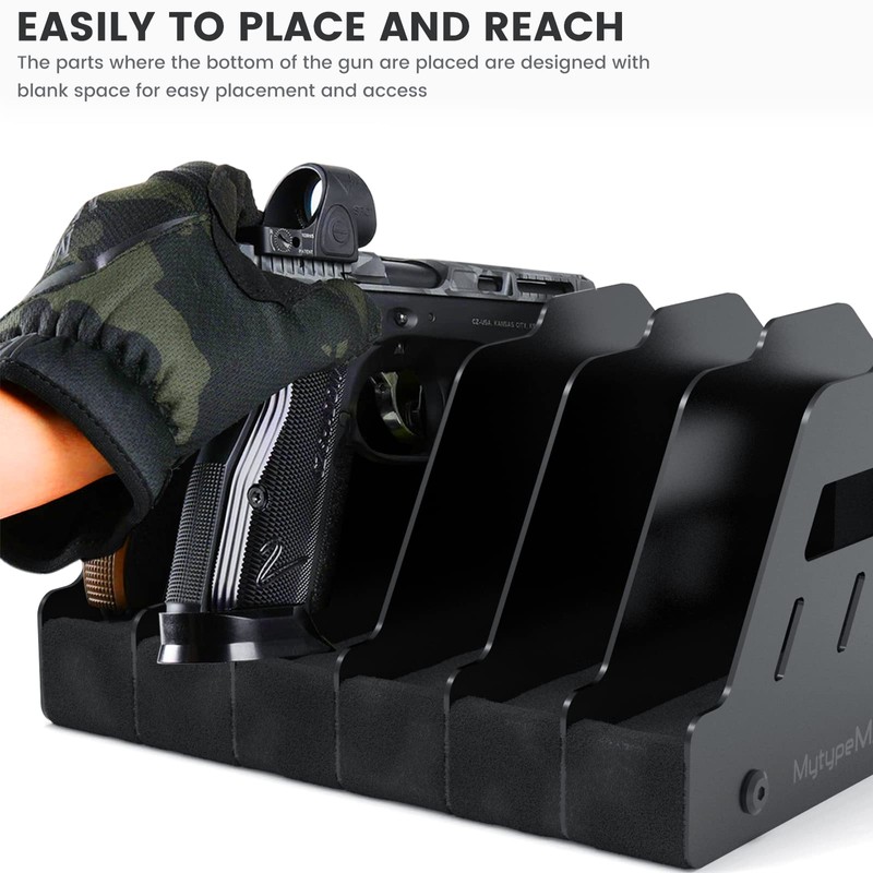 Gun Rack for 6 Handguns, Pistol Holder Organizer Accessories Gun