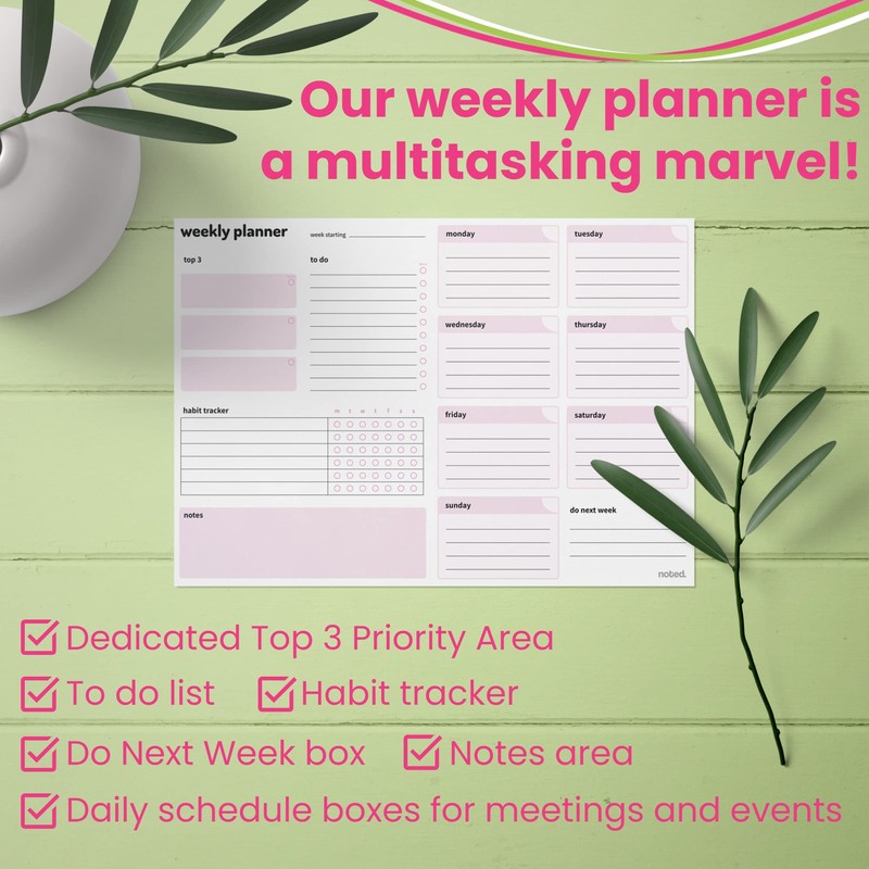 Weekly Planner Pad with daily planning sections - A4 52
