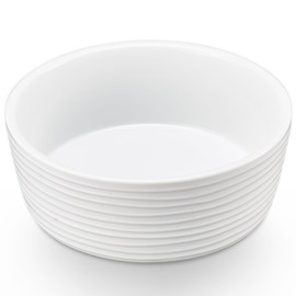 7.6" Non-Slip Ceramic Dog Bowl, 47 Oz Heavy-Duty Dog Food/Water Dish, Pet Feeding Bowl for Small and Medium Dogs, Food Grade Porcelain Pet Feeder Bowl, Microwave and Dishwasher Safe, White