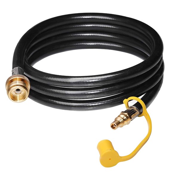 DOZYANT 7 Feet 1/4" Quick Connect RV Propane Hose Converter Replacement for 1 lb Throwaway Bottle Connects 1 LB Bulk Portable Appliance to RV 1/4" Female Quick Disconnect