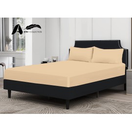 A ATH COLLECTION 300 Thread Count Egyptian Cotton Fitted Sheet 30 CM/12 Inch Extra Deep Pocket, Hotel Quality Cotton Soft, Fade & Wrinkle Resistant Fitted Bed Sheets (Single, Mocha)