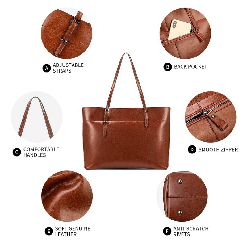 Kattee Vintage Genuine Leather Tote Shoulder Bag for Women Satchel