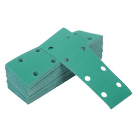 HEROFFIX 50 Pcs Sanding Discs Wet Dry Waterproof Hook & Loop Sandpaper for Woodworking, Automotive Refinishing 7.80"x2.76" 8 Hole 120 Grit Green White Corundum