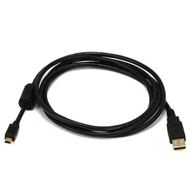 Monoprice 3-Feet USB 2.0 A Male to Mini-B 5pin Male 28/24AWG Cable with Ferrite Core (Gold Plated) (105447),Black