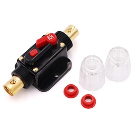 80A Audio Inline Circuit Breaker Reset Fuse 12V-24V DC, PowMr Reset Fuse Holder 80 amp with Manual Reset for Car Audio, Stereo Switch and Solar Inverter System