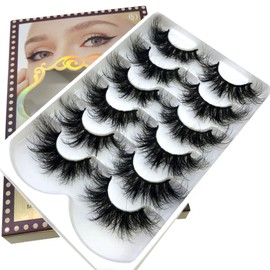 HBZGTLAD 6 Pairs False Eyelashes Cat-Eye Fluffy Faux Mink Lashes 8D Wispy Lashes Dramatic Long Thick Volume Fake Eye Lash(SR-03)