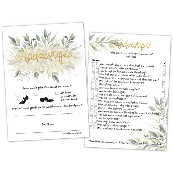 PICTALOO Wedding Quiz Bride or Groom, Wedding Game for Guests to Get to Know One One, 20 Funny Questions for the Bride and Groom for Laughs and Conversations, Wedding Bingo, Cards Wedding, Wedding