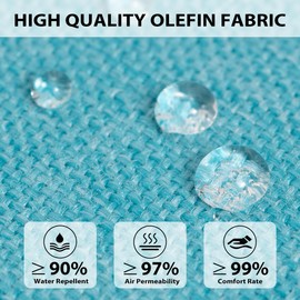 Sundale Outdoor Olefin Quilted Lounge Cushion Set of 2, Patio Foldable Chaise Lounger Cushion, Water-Resistant Lounge Chair Pad with Straps Teal, 80 x 26 inches