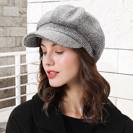 DORRISO Fashion Ladies Berets Hats Comfortable Leisure Travel Newsboy Hat Painter Baker Caps Adjustable Womens Beret Caps Octagonal Hat Gray