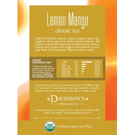 Davidson's Organics, Lemon Mango, 8-count Tea Bags, Pack of 12
