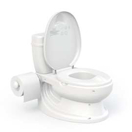 Toylet Potty Training Toilet Seat | Toddler Potty Training with Comfy Seat Cover, Tank Storage & Paper Roll Holder | Easy to Empty and Clean | Soft & Comfortable Potty Trainer for Boys & Girls (White)