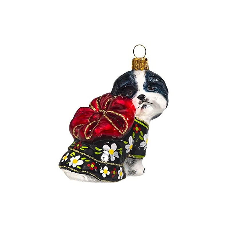 Black and White Shih Tzu with Kimono and Puff Bow
