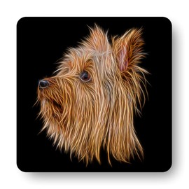 Fractal Artworks Silky Terrier Coaster with Fractal Art Design #1-4. Perfect Dog Owner Gift.