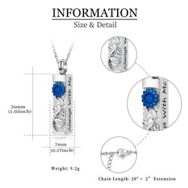 shajwo Bar Cremation Jewelry Sunflower Urn Necklaces for Ashes for Women Men Memorial Human Ashes Pendant,Blue