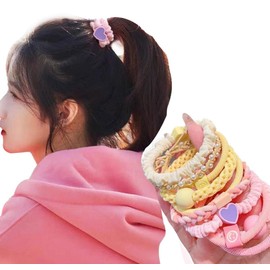 Wenlly 15 pieces colorful hair ties, elastic ponytail holders, hair bands hair ropes for girls hair accessorie, purple & green