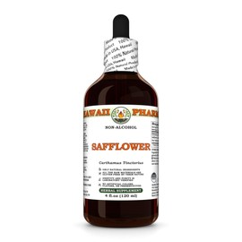 Safflower (Carthamus Tinctorius) Dry Petals Glycerite, Made in Hawaii, All Natural, Vegan, Lab Tested Alcohol-Free Liquid Extract - 4 fl.oz