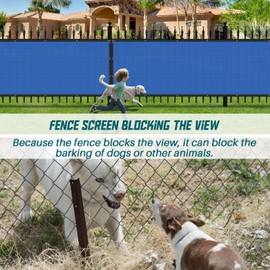 TANG 5' x 112' Privacy Fence Screen Blue with Zipties, 150 GSM Outdoor Fencing Panels Blockage Shade Cloth with Grommets, Windscreen Chainlink Fences Mesh Netting Cover for Balcony Yard Deck
