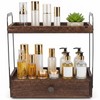 2-Tier Bathroom Counter Organizer with Drawer, Wooden Vanity Countertop Organizer