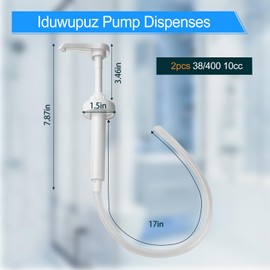 2 PCS Gallon Pump Dispenser, Heavy-Duty Leak Proof for 38/400 Gallon Bottle Jug Bucket, Pump Bottle Dispenser with 50cm Silicon Hose for Shampoo, Laundry Detergent, Liquid, Oil and Commercial Use
